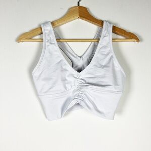 Alo Yoga Women's Wild Thing Ruched V Neck Racerback Athletic Sports Bra White XS